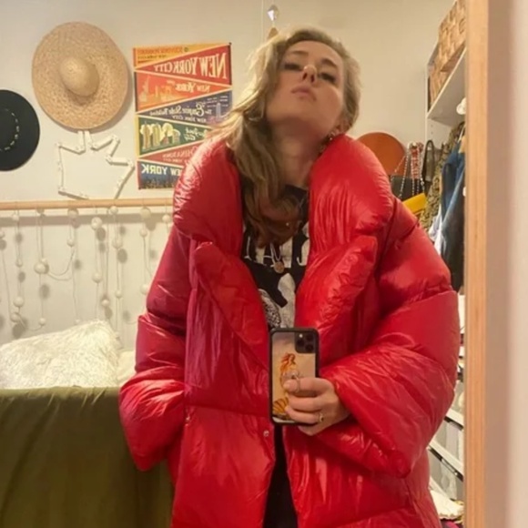 Oversized Sub-0 Red Puffer Blanket Jacket 90% Down Jacket Coat - Small - Picture 4 of 6